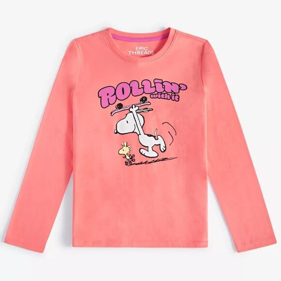 Snoopy & Woodstock Epic Threads Girls Rollin' With It Long-Sleeve Shirt Size XS - Picture 1 of 5